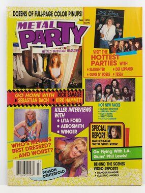 Metal Party Magazine VTG 1990 Ozzy Sabbath Lyric Phil Lewis Poison Pinup Posters